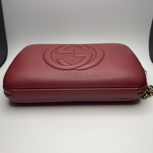 Gucci Calfskin Leather Soho Hard Case Clutch Shoulder Bag -Mauve/Pink - Preowned - Picture 3 of 12
